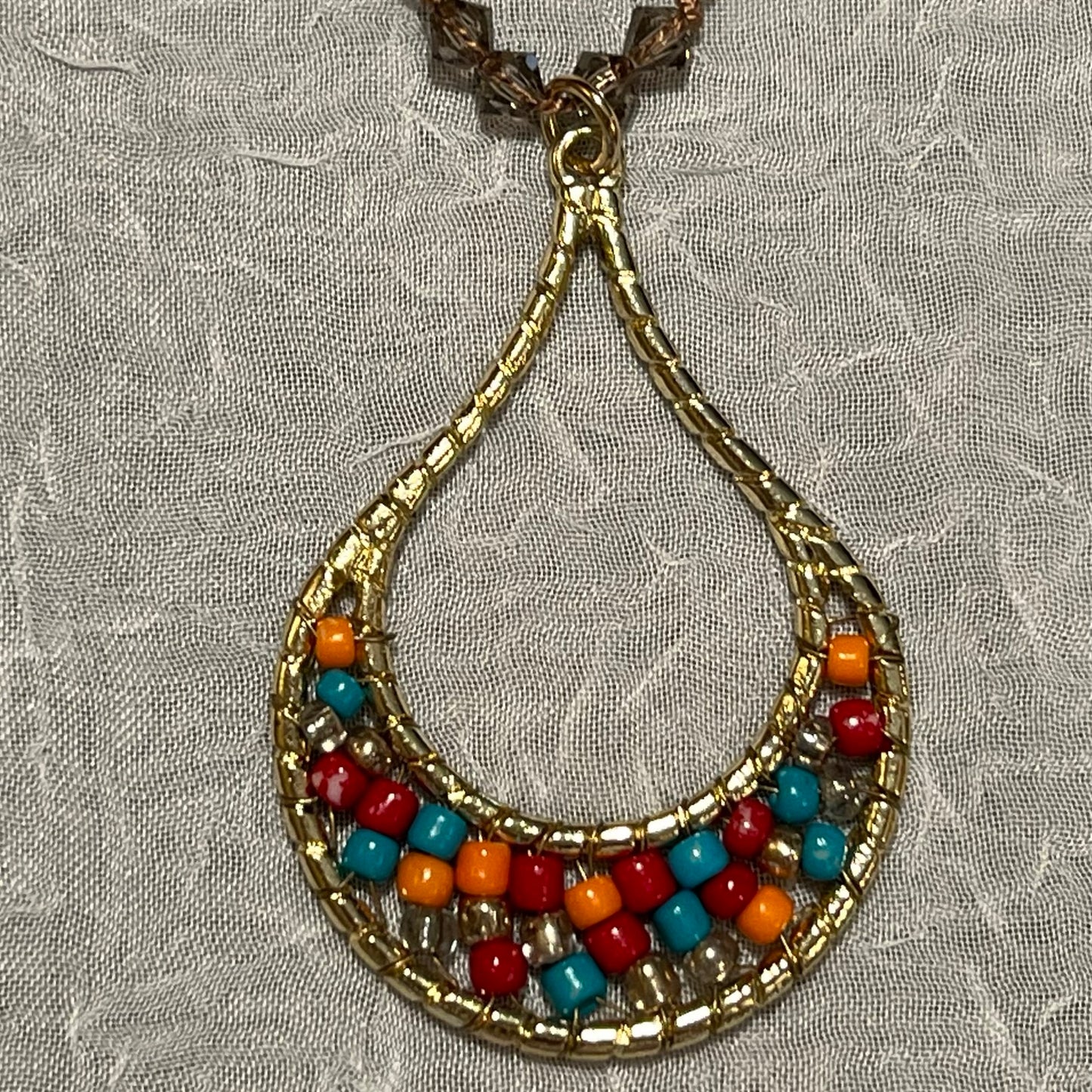 Autumn Beaded Teardrop