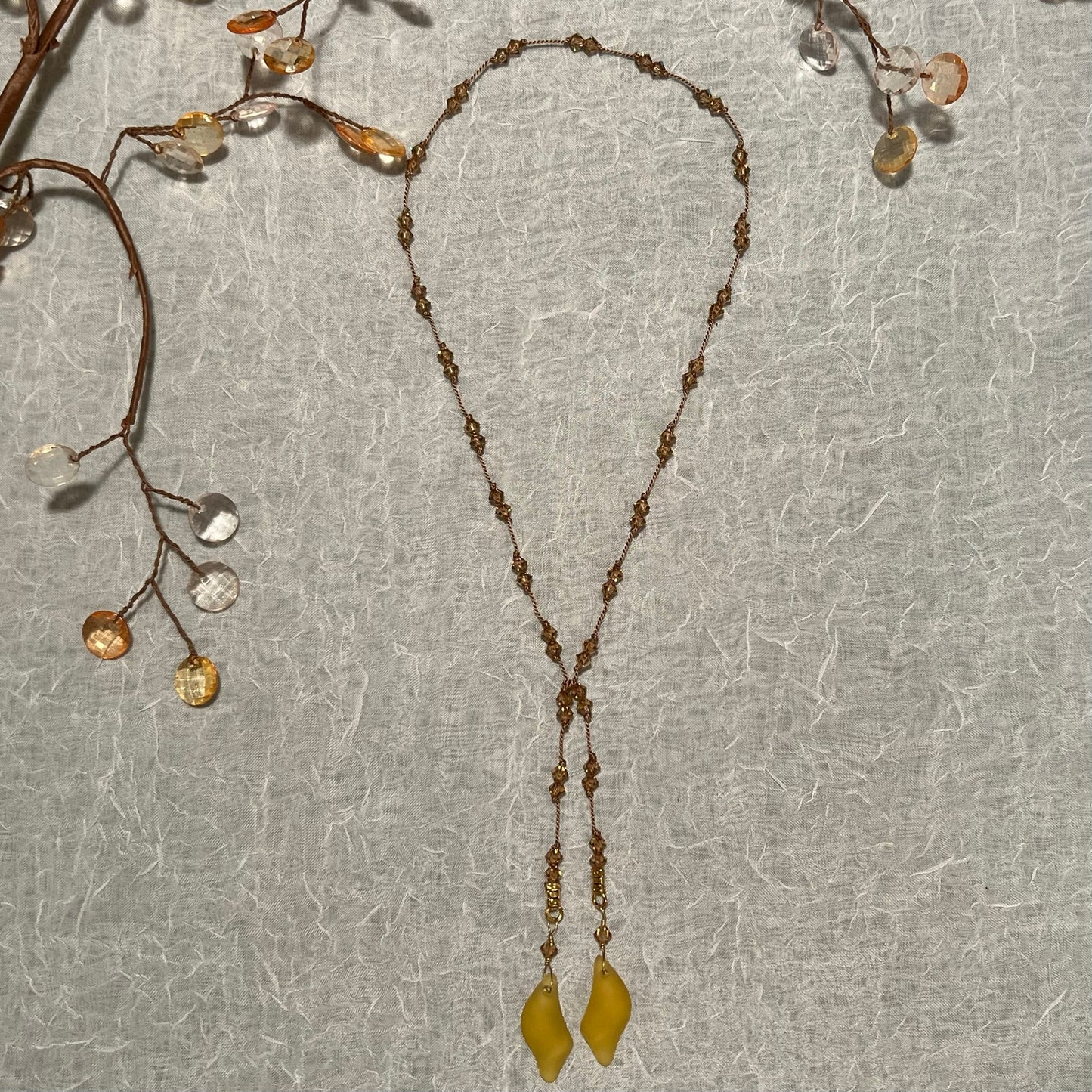 Yellow Sea Glass Lariat