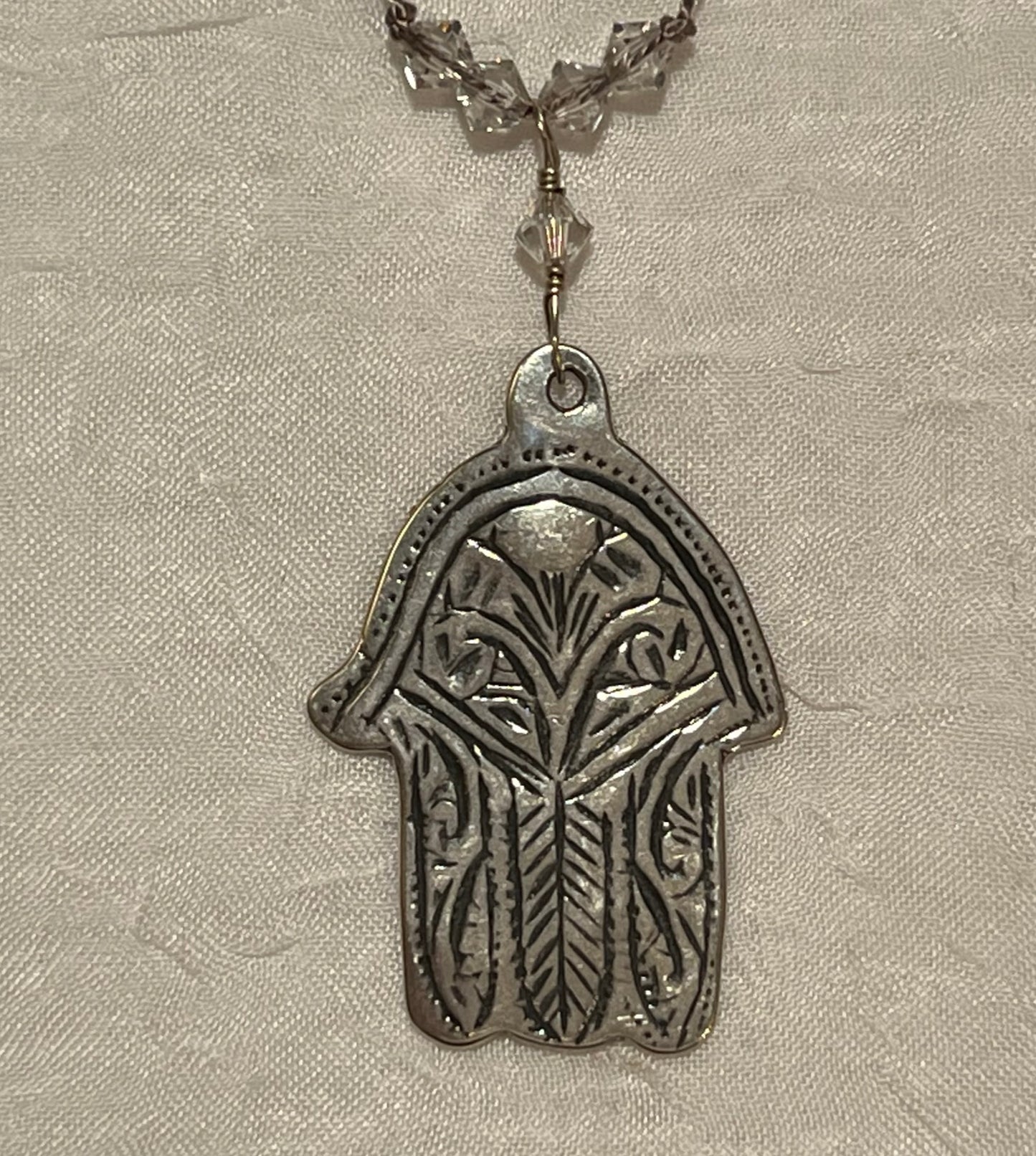 Silver Pearl Hamsa