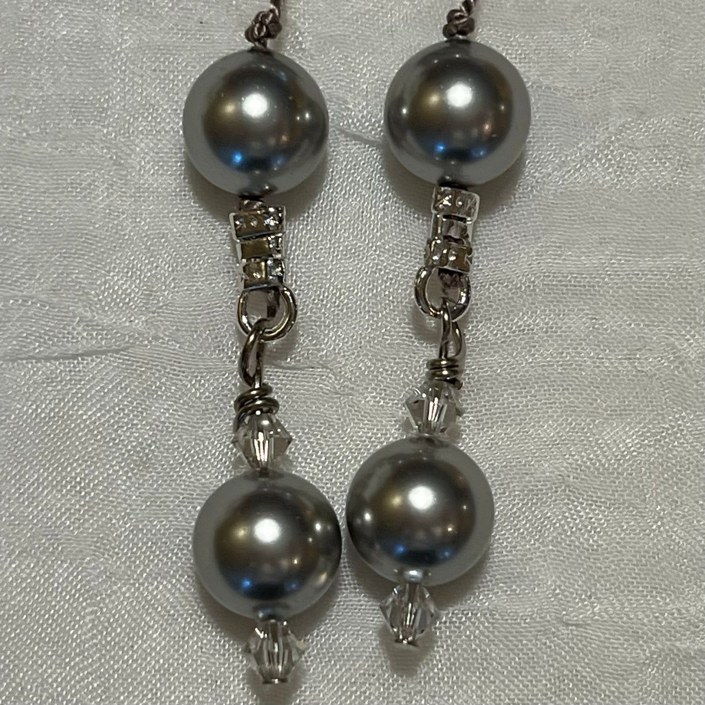 Silver Crystal Pearl Lariat