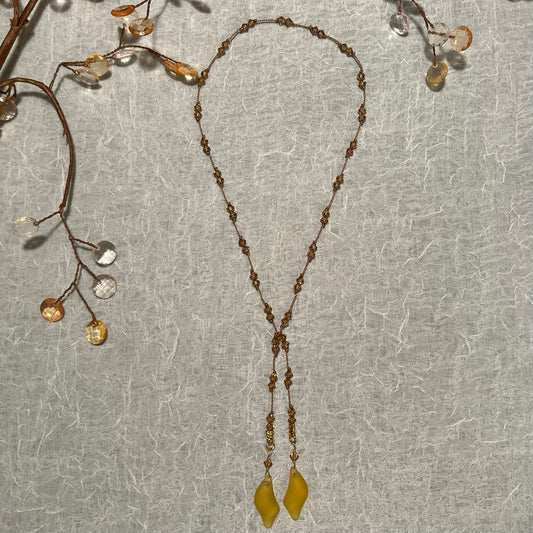 Yellow Sea Glass Lariat
